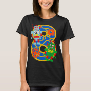 8th Birthday Kids 8 Year Old Little Robot Robotics T-Shirt
