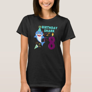 8th Birthday Kids Baby Shark Birthday Boy 8 Year O T-Shirt