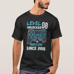 8th Birthday Level 8 Unlocked Since 2015 Girls Boy T-Shirt
