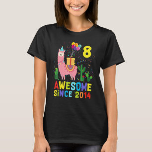 8th Birthday Llama Llamazing Awesome Since 2014 8 T-Shirt