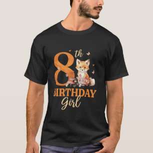 8th Birthday Outfit Girl Fox 8 Year Old Bday Decor T-Shirt