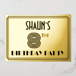 8th Birthday Party — Art Deco Style “8” & Name
