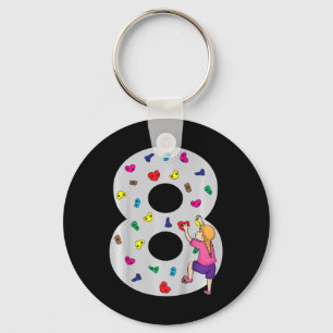 8th Birthday Party Cake Climbing Climber Climb Bou Keychain