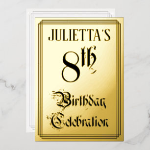 8th Birthday Party — Elegant Script + Custom Name