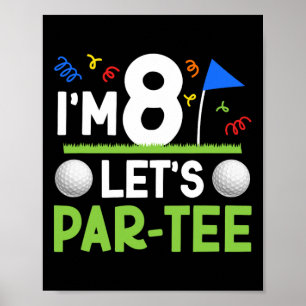 8th Birthday Party Golf Boy Eight Year Old Golfer  Poster
