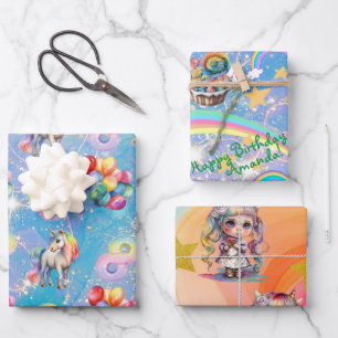 8th birthday personalised Unicorn gift wrap