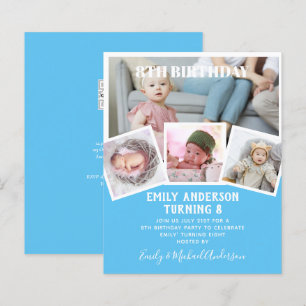 8TH Birthday Photo Collage Invite Boy Girl Mixed