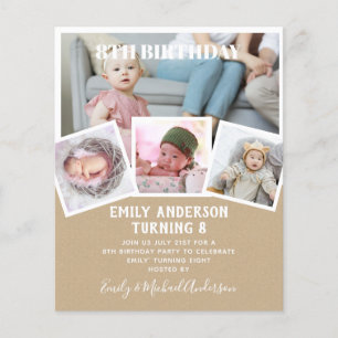 8TH Birthday Photo Collage Invite Boy Girl Mixed Flyer