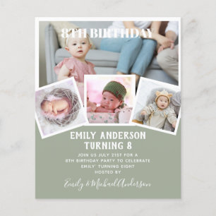8TH Birthday Photo Collage Invite Boy Girl Mixed Flyer