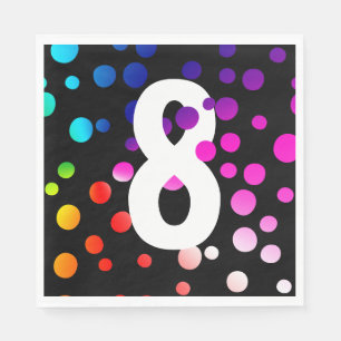 8th Birthday Rainbow Dots Napkin