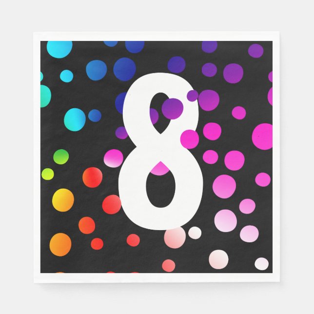 8th Birthday Rainbow Dots Napkin (Front)