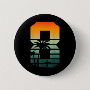 8th Birthday Retro Beach Summer Themed 8 Years Old 2 Inch Round Button