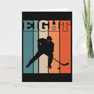 8th Birthday Retro Ice Hockey 8 Years Old Boy Girl Card