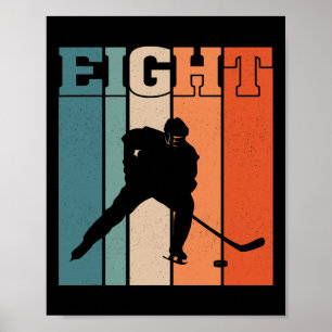8th Birthday Retro Ice Hockey 8 Years Old Boy Girl Poster