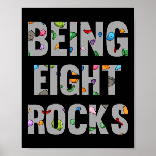 8th Birthday Rock Climber 8 Year Old Being Eight R Poster