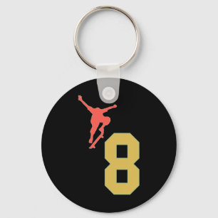 8th Birthday Skateboard Lovers Skater 8 Years Old Keychain