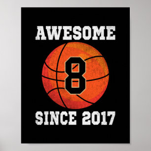 8th Birthday Sketll Lover 8 Years Old Vintage Spor Poster