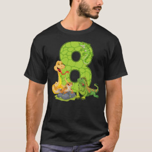 8th Birthday Snake Lizard Reptile 8 Year Old Birth T-Shirt