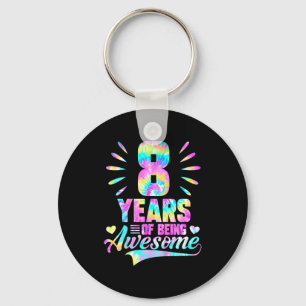 8th Birthday Tie-dye 8 Year Of Being Awesome Keychain