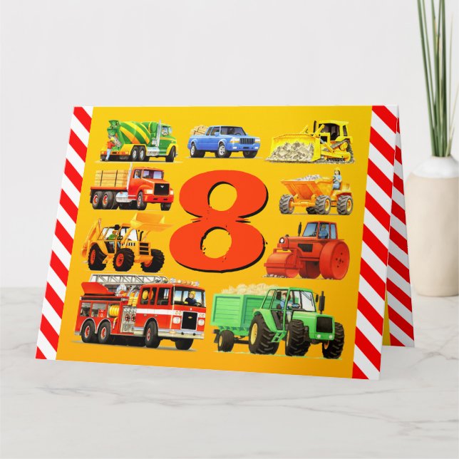 8th Birthday Trucks Card (Front)