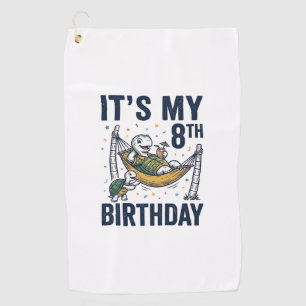 8th Birthday Turtle Hammock Vintage Engraving Desi Golf Towel