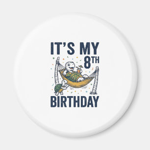 8th Birthday Turtle Hammock Vintage Engraving Desi Magnet