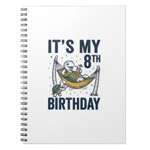 8th Birthday Turtle Hammock Vintage Engraving Desi Notebook