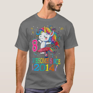 8th Birthday Unicorn Awesome Since 2014 Girl Party T-Shirt