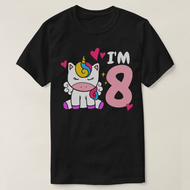 8th Birthday Unicorn T-Shirt (Design Front)
