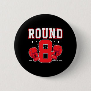 8th Boxing Birthday Party Eight Year Old Boxer Bir 2 Inch Round Button