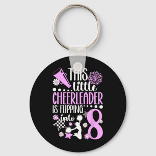 8th Cheer Birthday Party Eight Year Old Cheerleade Keychain