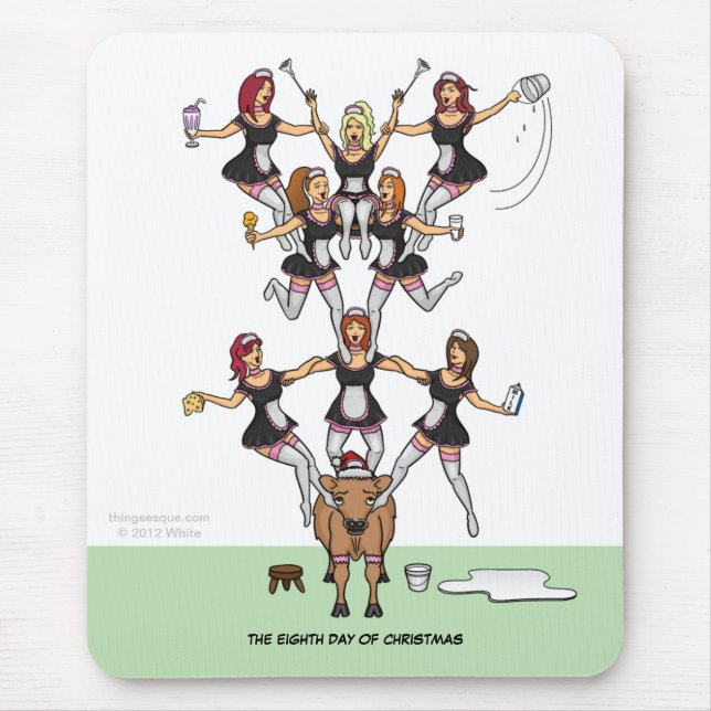 8th Day of Christmas (8 Maids a-Milking) Mousepad (Front)