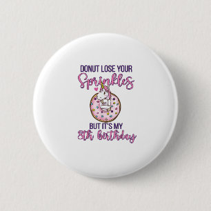 8th Doughnut Birthday Party Unicorn Eight Year Old 2 Inch Round Button