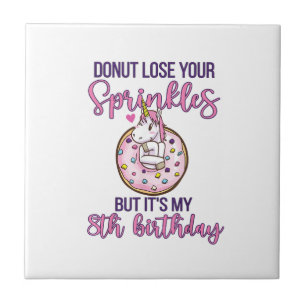 8th Doughnut Birthday Party Unicorn Eight Year Old Tile