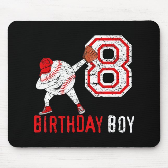 8th Eighth Birthday Gift Tee 8th Baseball Born 201 Mouse Pad (Front)