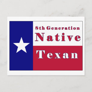8th Generation Native Texan Flag Postcard