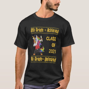 8Th Grade 2021 Achieved 9Th Grade Unlocked Unicorn T-Shirt