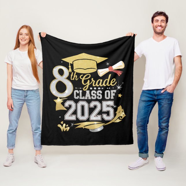 8th Grade Class Of 2025 Graduate Graduation Fleece Blanket (In Situ)