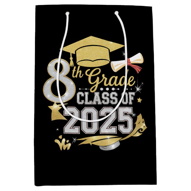 8th Grade Class Of 2025 Graduate Graduation Medium Gift Bag (Front)