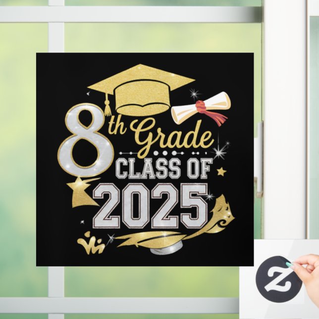 8th Grade Class Of 2025 Graduate Graduation Window Cling (Home)