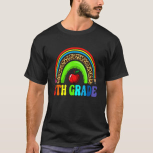 8th Grade Cute Leopard Rainbow Squad Teacher Kids T-Shirt