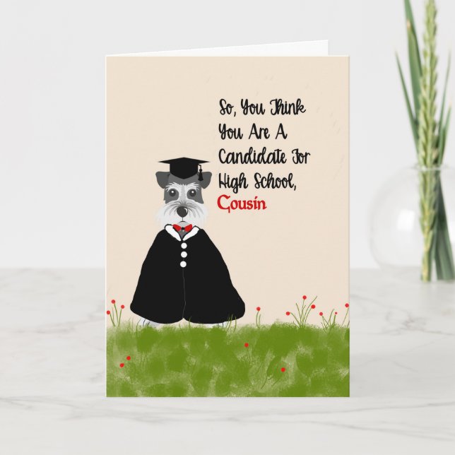 8th Grade Graduation Card for Cousin with Dog (Front)