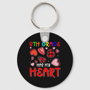 8th Grade Has My Heart Valentine's Hearts Teacher Keychain