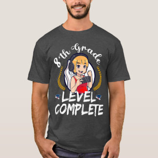 8th Grade Level Complete 2023 Graduation Anime Gam T-Shirt