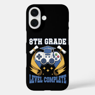 8th Grade Level Complete Gaming Gamer Graduation iPhone 16 Case