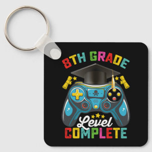8th Grade Level Complete Graduation Gaming Gamer Keychain