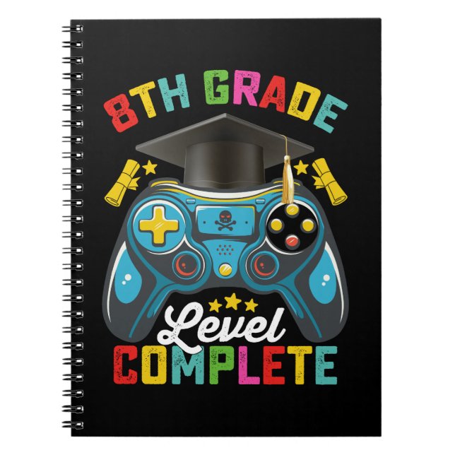8th Grade Level Complete Graduation Gaming Gamer Notebook (Front)