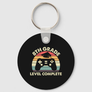 8th Grade Level Complete Graduation Gift For Gamer Keychain
