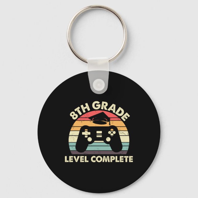 8th Grade Level Complete Graduation Gift For Gamer Keychain (Front)