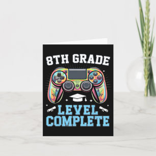 8th Grade Level Complete Last Day Of School Gamer  Card
